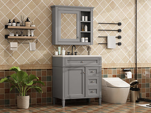 English Elm 30'' Modern Bathroom Vanity Set With Mirror, 2 Drawers & Tip-Out, Stylish Storage For Small Spaces SW000127AAE-3