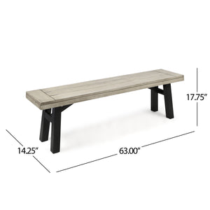 English Elm Christopher Knight Home® - BETTINA Bench Set - Rustic Two-Tone Acacia Wood Slat Seating, Weather-Resistant, 600 lb Capacity 56702.00LGBLK
