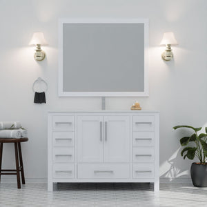 English Elm White Bath Vanity With Elegant Quartz Top & Ample Storage - Modern Design For Your Bathroom! B2731P259065-GIGA