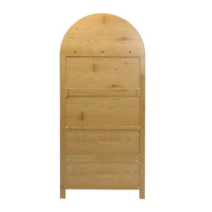 English Elm 71" Arched Glass Barn Door Pantry Cabinet Farmhouse Mdf Storage for Kitchen Dining Oak W2917S00015