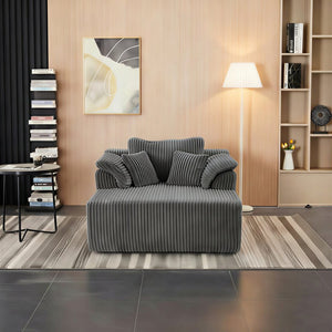 English Elm 60 Inch Oversized Corduroy Cloud Chaise Frameless Deep Seat Lounge for Living Room Antique Dark Grey W1919P499884