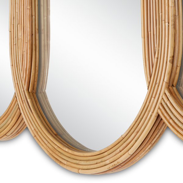 Triboa Handmade Round Mirror - Bohemian Arurog Design with Unique Color Variations & Depth