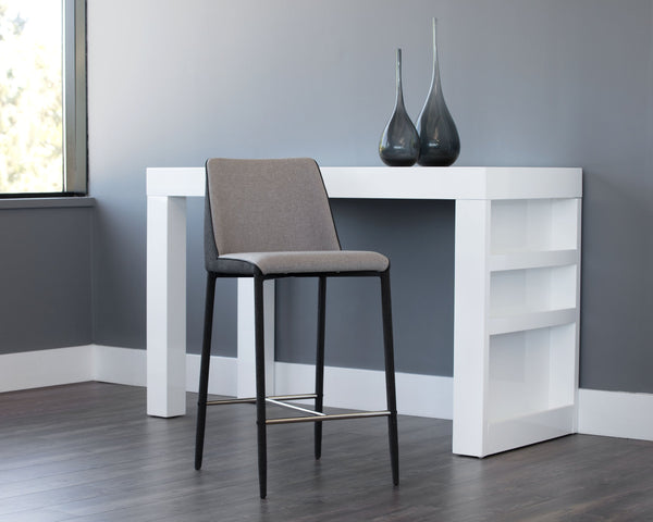 Sunpan Renee Modern Counter Stool in Armour Grey & Dark Slate - Sleek Design for Urban Dining Spaces