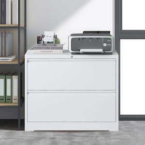 English Elm Lateral Steel Filing Cabinet Two Drawer Locking Anti-tip Home Office Storage W2735P428819