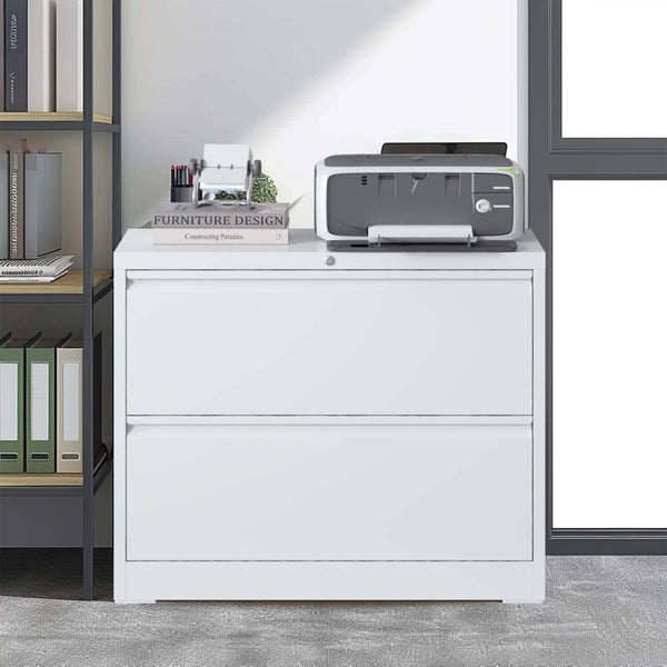 English Elm Lateral Steel Filing Cabinet Two Drawer Locking Anti-tip Home Office Storage W2735P428819