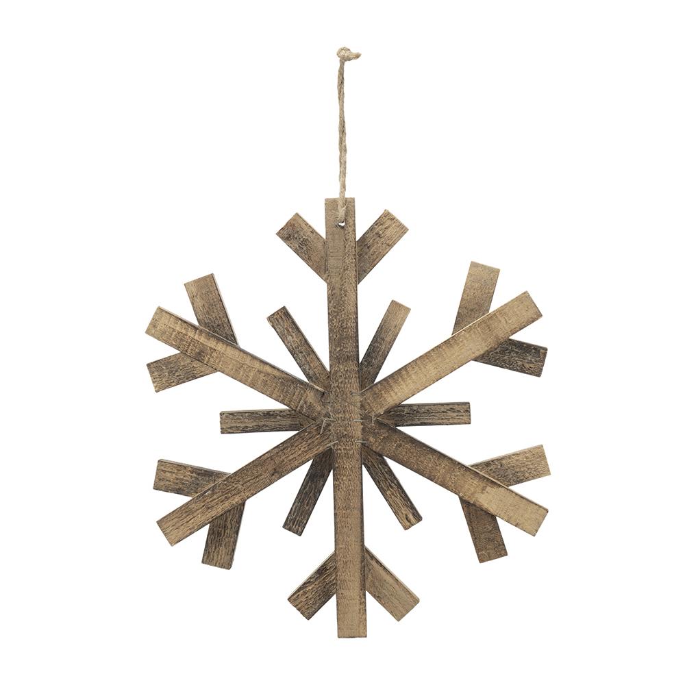 English Elm 17.7" Large Fir Wood Snowflake Ornaments Set of 2 — Rustic 18" Holiday Hanging Decor for Tree & Wall (Durable Gift) W2078P257523