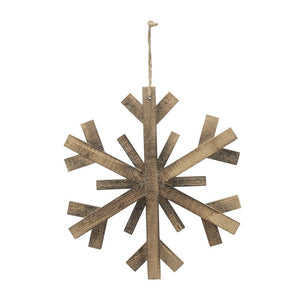 English Elm 17.7" Large Fir Wood Snowflake Ornaments Set of 2 — Rustic 18" Holiday Hanging Decor for Tree & Wall (Durable Gift) W2078P257523