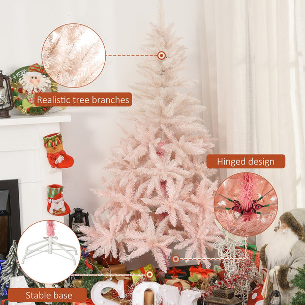 English Elm Homcom 7Ft Unlit Pink Spruce Christmas Tree With 1000 Tips For Custom Holiday Decor & Easy Setup W2225P229760