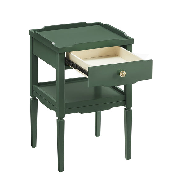 English Elm Foley Vintage Green 1-Drawer Nightstand with Gold Pull, Tapered Legs, Lower Shelf, Mid-Century Charm B050P376968
