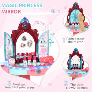 English Elm Qaba Kids Vanity Set With Magic Mirror, Lights & Music - 31-Piece Princess Makeup Table For Ages 3-6 W2225P229380-GIGA