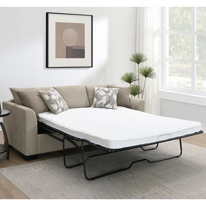 English Elm Pacheco Upholstered Sleeper Sectional with Chaise and Pullout Bed, Patterned Pillows & Sturdy Frame Camel B062P375539