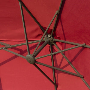 English Elm Outsunny 15' Double-Sided Patio Umbrella - Stylish Wine Red Shade With Easy Crank & Durable Steel Frame W2225P174266-GIGA