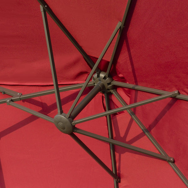 English Elm Outsunny 15' Double-Sided Patio Umbrella - Stylish Wine Red Shade With Easy Crank & Durable Steel Frame W2225P174266-GIGA