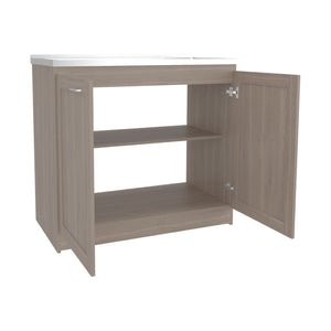 English Elm Montello White Utility Sink with Open Shelves for Laundry Mudroom Workspace B092S00280