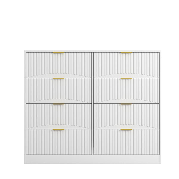 English Elm Modern Six Drawer Chest with Wavy Textured Fronts Sleek Matte Storage for Any Room White W409P307536