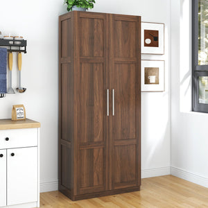 English Elm Pantry Cabinet with 2 Doors & 3 Shelves, Adjustable Tall Freestanding Kitchen Storage Cupboard for Home Organizing W331S00185