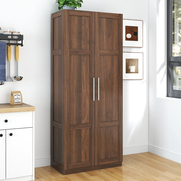 English Elm Pantry Cabinet with 2 Doors & 3 Shelves, Adjustable Tall Freestanding Kitchen Storage Cupboard for Home Organizing W331S00185