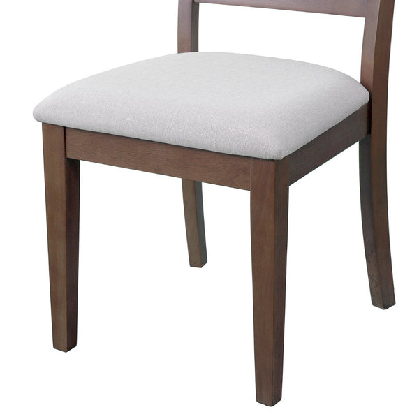 English Elm Farmhouse Ladder Back Dining Chairs Rubberwood Frame Upholstered Seat Set of 2 Brown+Beige N752P272064D