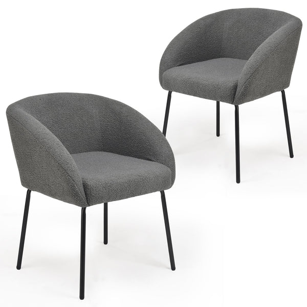 English Elm Kitchen Mid-Century Dining Chairs Set of 2 with Rattan Backrest, Cantilever Aluminum Legs, 300lb Capacity Gray T3623P408500