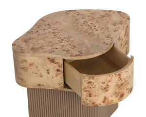 Sunpan FERN Nightstand - Unique Burl Veneer Accent with Seamless Storage, Textured Base & Modern Design 112159