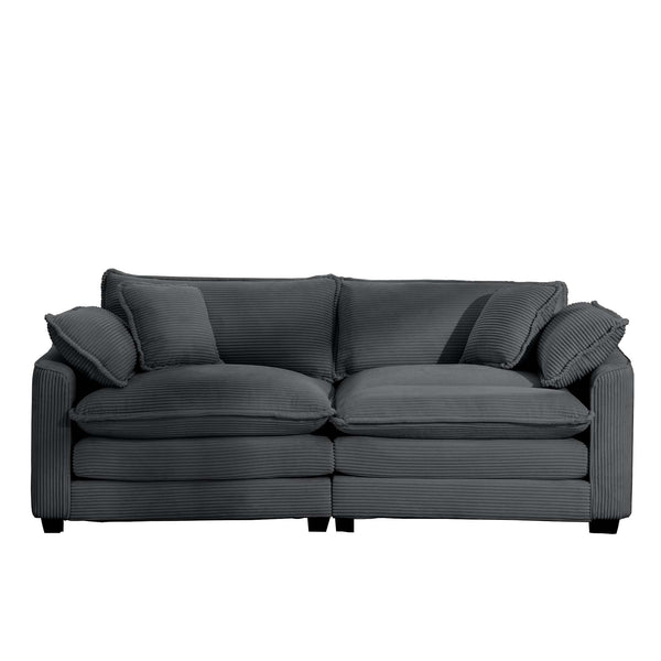 English Elm Modern Corduroy Loveseat With 4 Pillows – Deep Seating, Stylish Comfort For Living Room & More! W714S00828