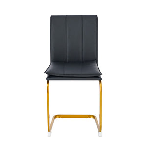 English Elm Modern Pu Leather Cantilever Dining Chairs Set of 4 with Steel Arc Frame for Kitchen Black+Gold W5123P454213