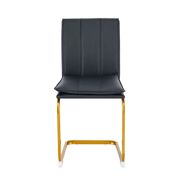 English Elm Modern Pu Leather Cantilever Dining Chairs Set of 4 with Steel Arc Frame for Kitchen Black+Gold W5123P454213