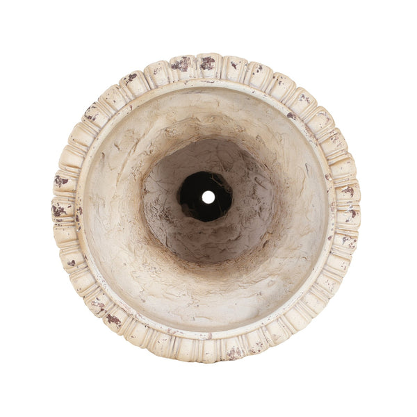 English Elm Christopher Knight Home® - MGO Hand-Painted Antique White Garden Urn 19.25" H with Drainage Hole & Stopper, Durable MGO N772P287817W