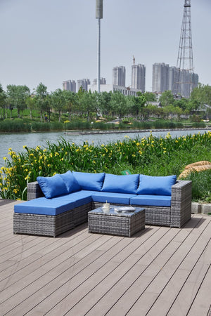 English Elm Patio Sofa With All-Weather Cushions For Stylish Outdoor Relaxation And Entertaining Spaces B205S00063-GIGA