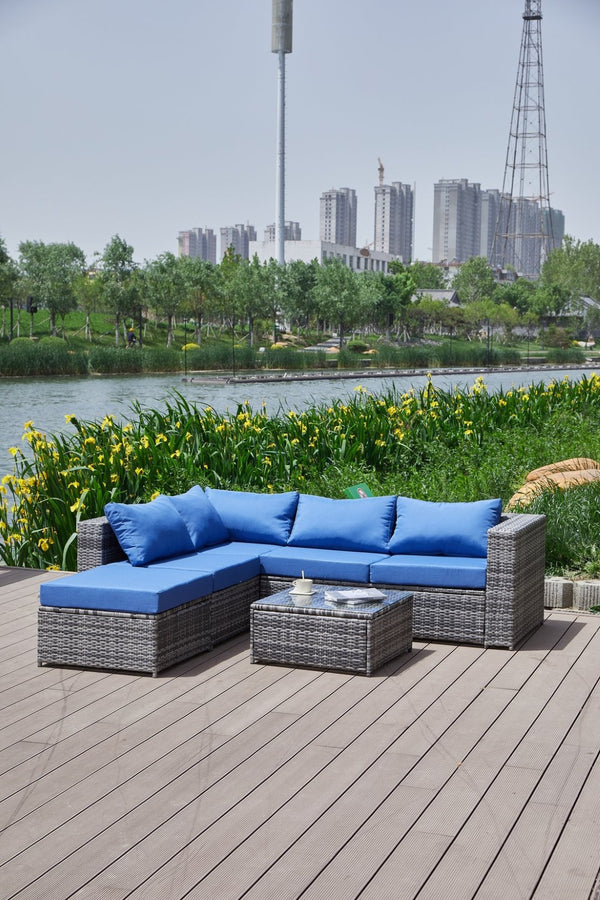 English Elm Patio Sofa With All-Weather Cushions For Stylish Outdoor Relaxation And Entertaining Spaces B205S00063-GIGA