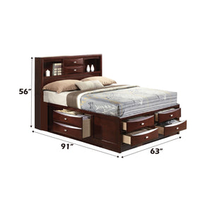 English Elm Ireland Queen Storage Bed Espresso Bookcase Headboard Eight Drawers Bedroom B2726S00584