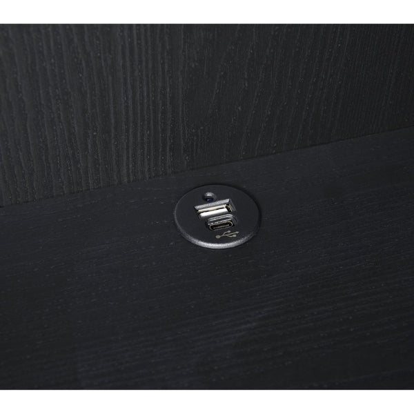 English Elm Geary Full Bedroom Set with Bookcase Headboard Usb Charging Nightstands Matte Finish Black B062S01693