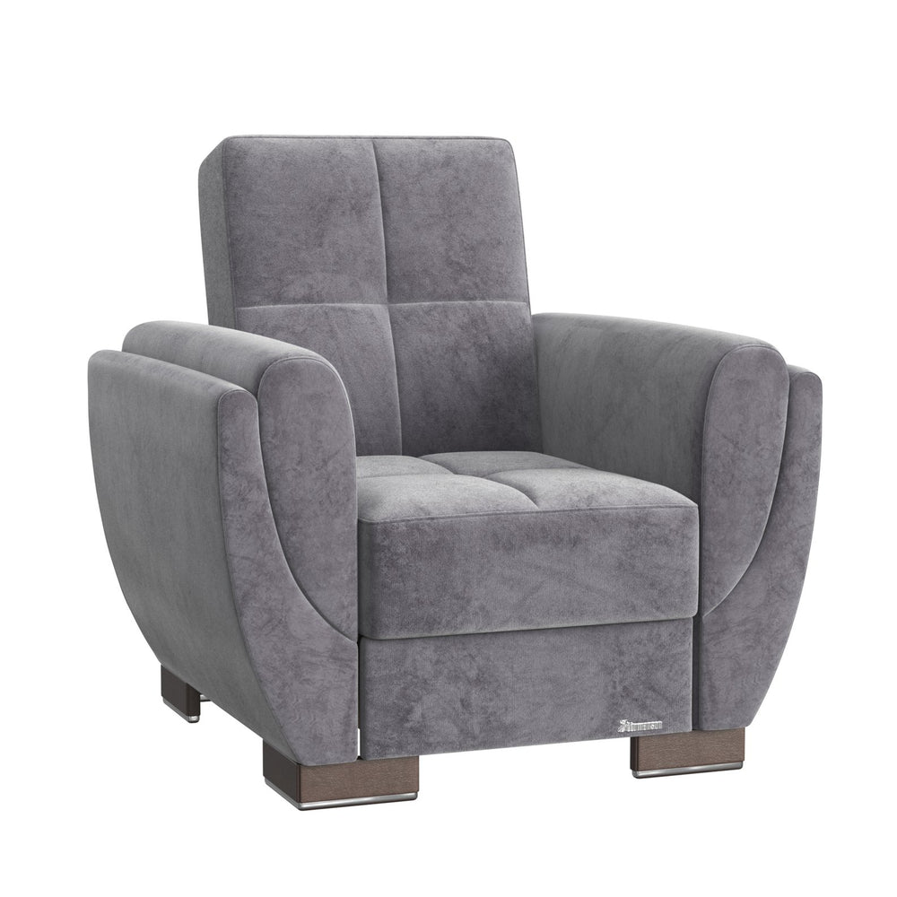 English Elm PrimeNest SkyHaven Convertible Upholstered Armchair with Hidden Storage, Gray Microfiber Sleeper (95) B030P286164