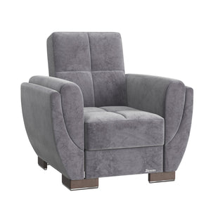 English Elm PrimeNest SkyHaven Convertible Upholstered Armchair with Hidden Storage, Gray Microfiber Sleeper (95) B030P286164