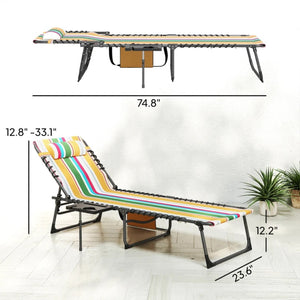 English Elm 2 Mesh Reclining Outdoor Chaise Loungers Foldable Steel Frame Pool Beach Set Colorful T3971P467150