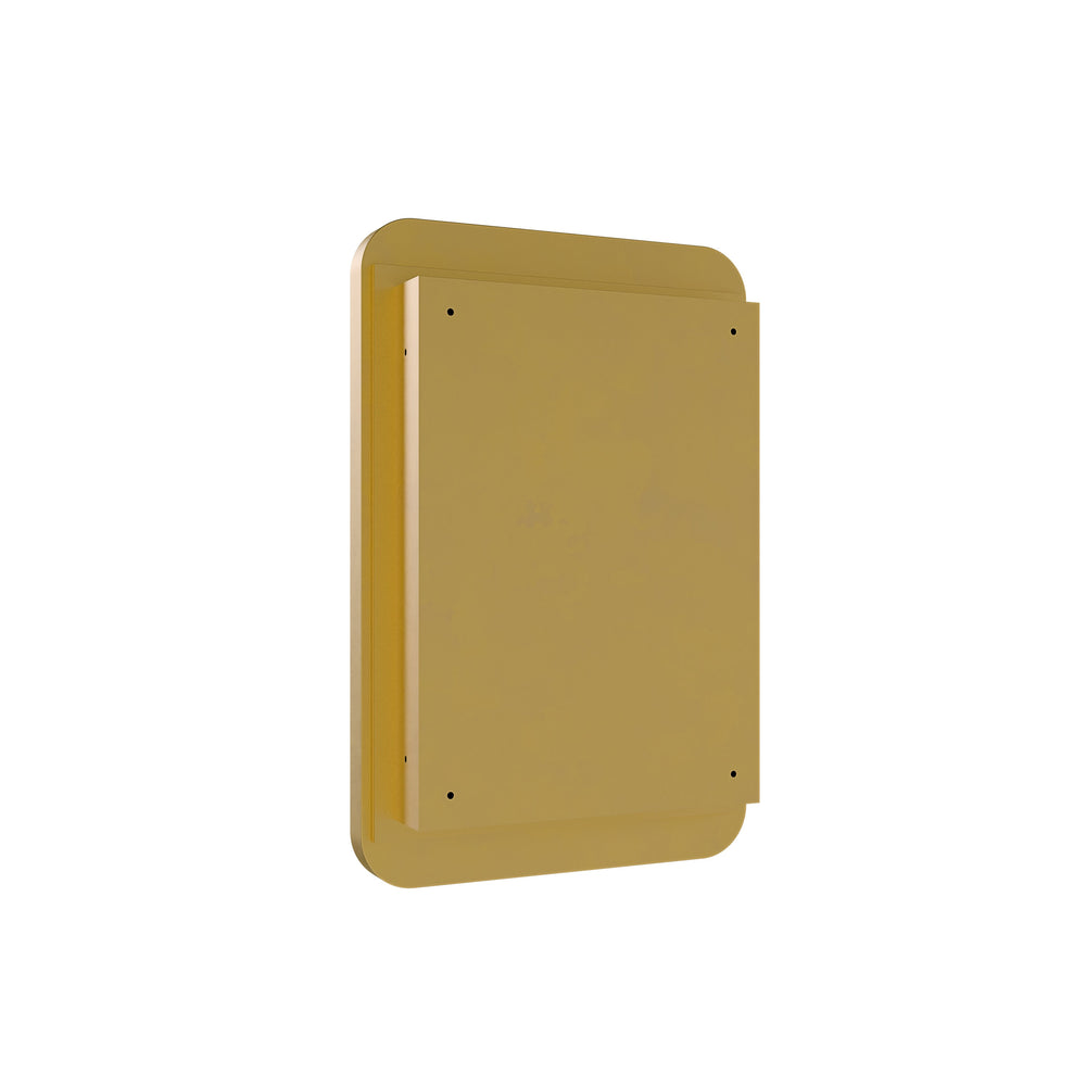 English Elm 20x30 Recessed Metal Framed Medicine Cabinet Mirror in Matte Gold with Adjustable Shelves, Elegant Bathroom Storage W1435P312259