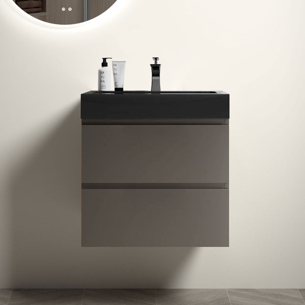English Elm Alice 24" Gray Floating Bathroom Vanity With Sink – Modern Design, Large Storage & Soft-Close Drawers W1865S00025