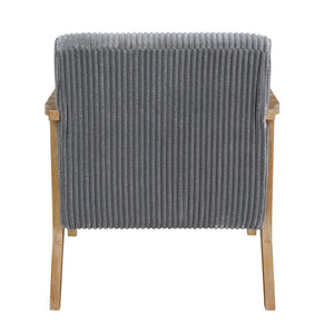 English Elm Upholstered Corduroy Accent Chair with Lumbar Pillow Rubberwood Frame Modern Sitting Room Gray B011P455642