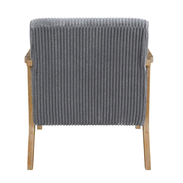 English Elm Upholstered Corduroy Accent Chair with Lumbar Pillow Rubberwood Frame Modern Sitting Room Gray B011P455642