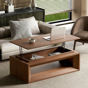 English Elm 43.3'' Wood Veneer Lift Top Coffee Table with Hidden Storage for Living Room Walnut W1435P453255