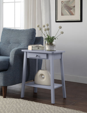 English Elm Kaife Gray Accent Table with Slim Drawer & Open Display Shelf, Synthetic Wood, Compact 15"x10"x13" B2726P243279