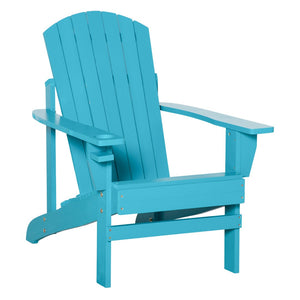 English Elm Outsunny Sky Blue Wooden Adirondack Chair Set - Weather-Resistant Lounge With Cup Holder & Umbrella Hole W2225P174108-GIGA