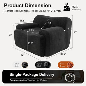 English Elm Wide Chenille Accent Chair Oversized Cozy Seat for Bedroom Living or Studio Spaces Black W5385P433243