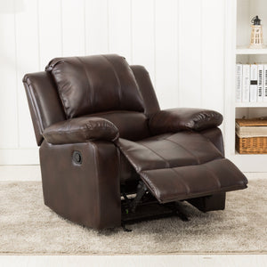 English Elm Charlotte Burnished Brown Leather Gel Glider Recliner - Stylish Comfort With Durable Design & Easy Recline B050P322572