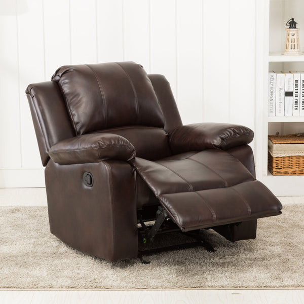 English Elm Charlotte Burnished Brown Leather Gel Glider Recliner - Stylish Comfort With Durable Design & Easy Recline B050P322572
