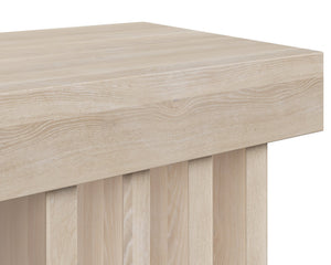 Sunpan Cadence Contemporary Bench - Solid Light Oak with Geometric Base, Unique Whitewash Finish, 59" Design