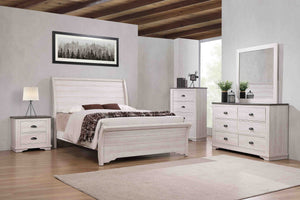 English Elm 1Pc King Sleigh Bed In Chalk Gray - Modern Curved Headboard, Horizontal Lines, Elegant Design & Comfort B2741S00253