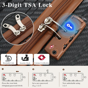 English Elm 6-piece Hardshell Abs Luggage Set with Spinner Wheels Tsa Lock and Scratch Resistant Shell Black Brown N730P354689B