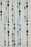 Unique Loom Outdoor Modern Seattle Machine Made Geometric Rug Gray, Black/Blue/Cream/Turquoise 6' 1" x 9' 0"