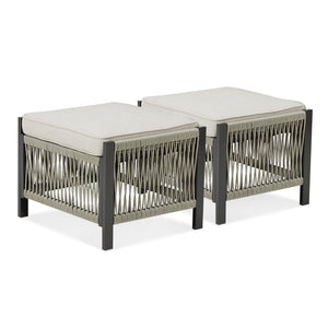 English Elm Outdoor Pe Wicker Patio Ottoman Set of 2 with Cushions for Deck or Backyard T3773P419405